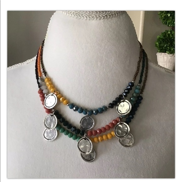 LAST 1! NEW Necklace Earrings SET Southwest Desert Colors Boho Medallions Beads - Picture 3 of 12